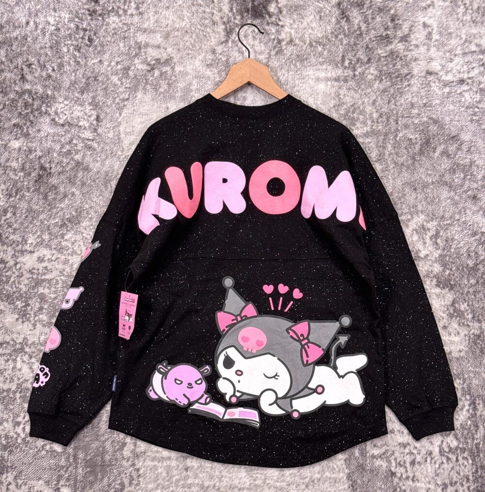 New Kuromi Spirit Jersey Small Womens Black Glitter